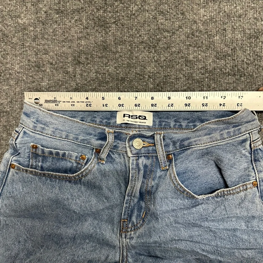 RSQ Denim Shorts Womens Size 23 Blue Low Rise Baggy Carpenter Raw Hem Casual